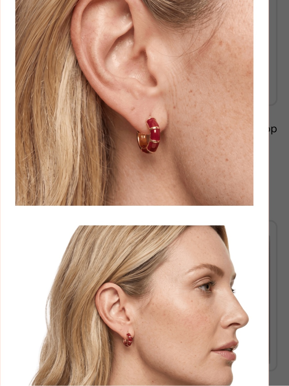 NWT Gold-Tone Hoop Earrings with Red Accent